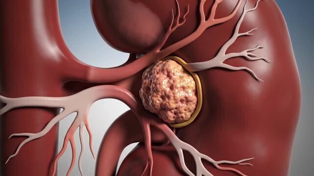 Ultra Realistic 3D Medical Visualization of Kidney Cancer Tumor in Human Kidney Anatomy