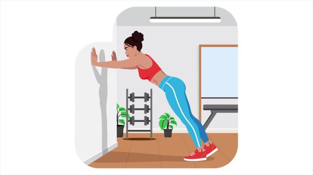Woman doing Wall Push-Ups Animation
