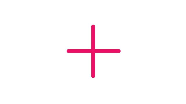 A video showcasing a simple pink plus sign on a white background