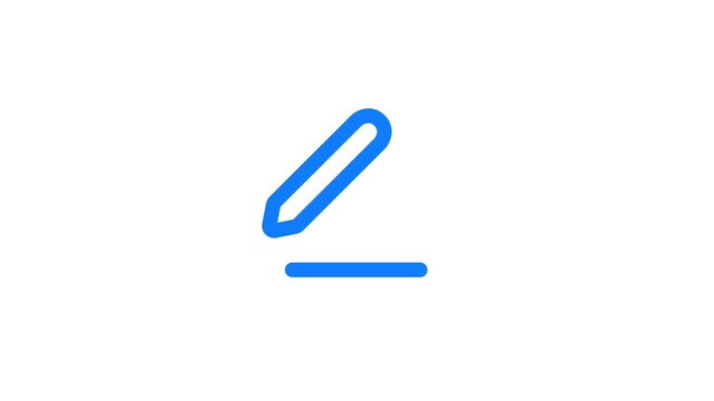 A video showcasing a blue pencil icon on a white background