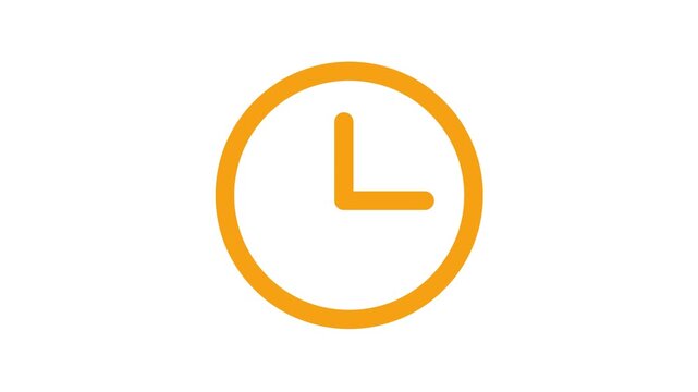 A video showcasing a simple orange clock icon on a white background