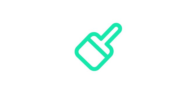 A video showcasing a green icon of a paintbrush on a white background