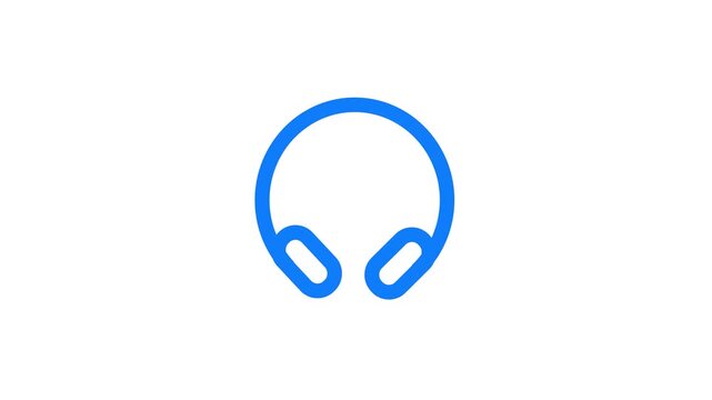 A video showcasing a simple blue headset icon on a white background