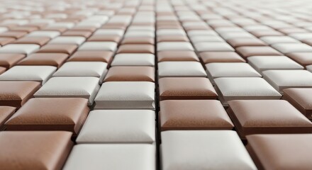 Obraz premium Abstract Pattern of Square Tiles in Brown and White Colors.