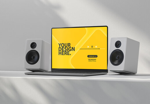 Laptop Screen Mockup with Speakers