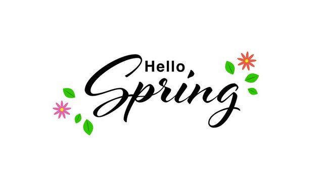 Hello Spring greeting animation with flowers.