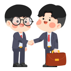 Fototapeta premium Businessmen Shaking Hands with Briefcase
