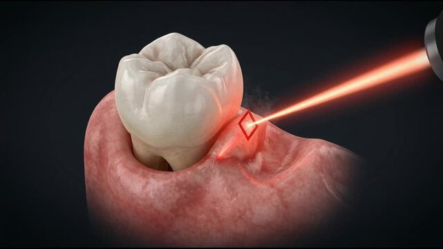 Dental Laser Surgery on Impacted Wisdom Tooth Gum Tissue Ablation for Oral Health and Dentistry
