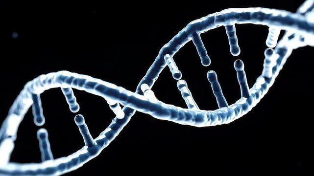 3 d animation d n a helix structure floating in space with blue glow and water droplets