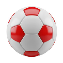 Obraz premium Classic black and white soccer ball with red accents displayed prominently PNG isolated on transparent background