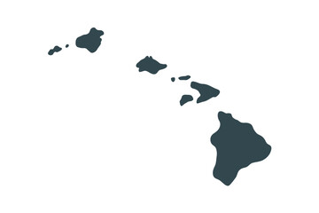 A dark blue silhouette map of the hawaiian islands against a white background © tarek