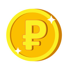 Fototapeta premium Ruble coin icon, Russian currency symbol transparent background png - vector illustration