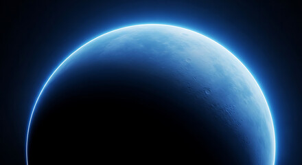 Obraz premium A blue planet with a glowing edge in space