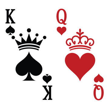 Playing cards depicting the king of spades and the queen of hearts