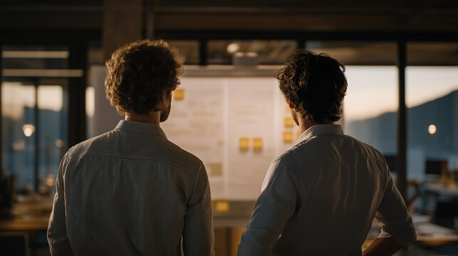 Failed product launch postmortem, team analyzing what went wrong on whiteboards, lessons documented systematically, overcast dramatic sky outside, perfect for failure analysis, learning curve, and