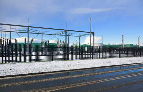 Data center and transformator with electricity supply in winter Middenmeer