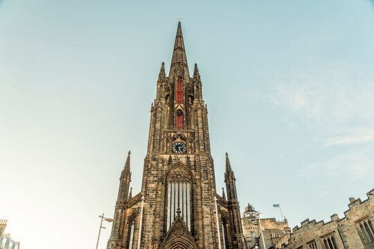 Tolbooth Kirk church in Edinburgh with Gothic architecture in autumn