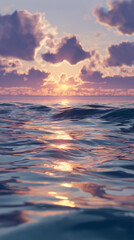 Obraz premium Sea landscape with boats on calm water at sunset