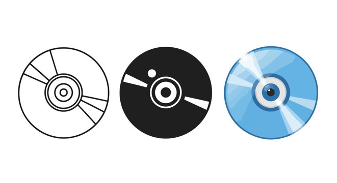 CD DVD disc icon set vector isolated - Clipart, logo template - Vector icon set - Glyph and solid icon set - Icon vector - Flat Design Icon - line icon set - Silhouette icon - Logo vector