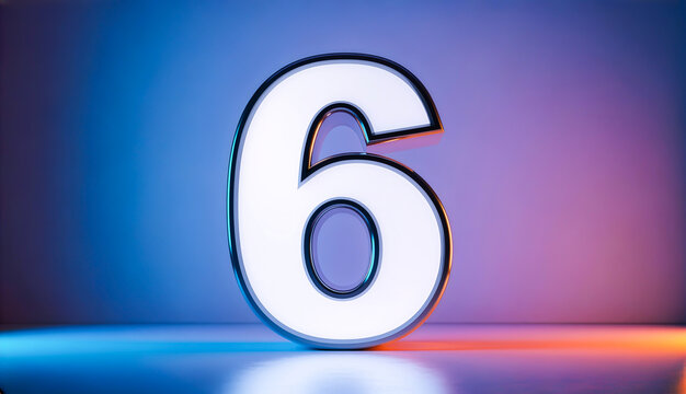 3d illustration, number six, glowing, digit, background, neon, colorful, render, five, high resolution, blue, orange, vibrant, studio lighting, backlight, gradient, cinematic lighting, soft glow, lum
