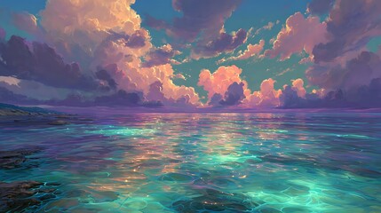 Custom vertical slats with your photo Dreamy fantasy seascape with glowing ocean waters and vibrant pink clouds at sunset
