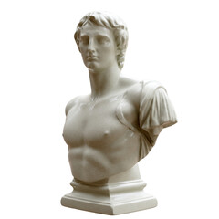 Obraz premium Alexander the great marble bust statue isolated on white, transparent. Ancient greek sculpture, 3d 