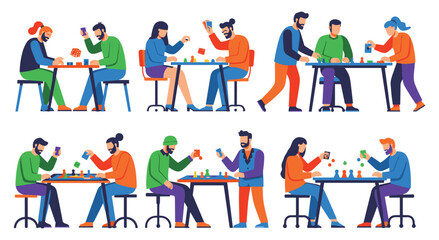 Friends and family playing board games and card games together in social settings © SADIKUR