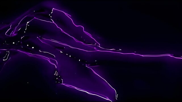 Swirling purple neon plasma strands through cosmic void