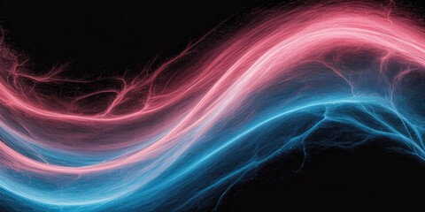Obraz premium A vibrant abstract art piece featuring glowing pink and blue neon lights