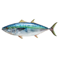 Fototapeta premium Fresh caught fish displayed on a white background with clear details showing its natural color and shape in a simple presentation