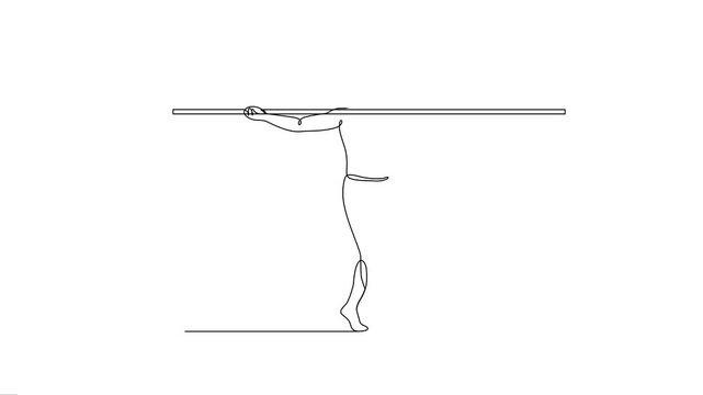 Animated Continuous One-Line Art of a Tightrope Walker Balancing with a Pole. 