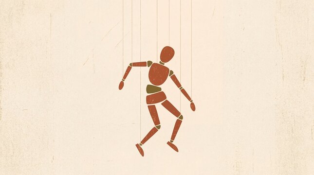 Abstract Grainy Flat Art Representing Manipulation, Invisible Control, and the Loss of Personal Agency