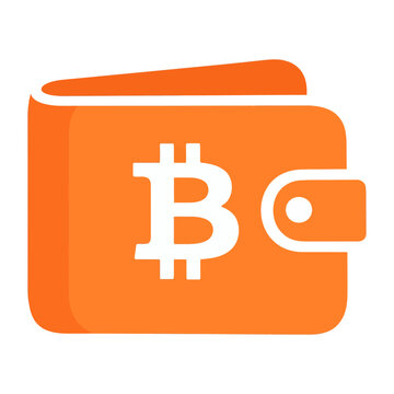 Orange vector wallet with a bitcoin symbol