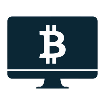 Vector of a computer screen displaying a bitcoin symbol