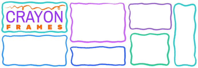 Fototapeta premium Hand drawn pastel background with wiggle accents and block structure, crayon strokes form a friendly frame for text, square, box and border in wiggle block crayon frame.