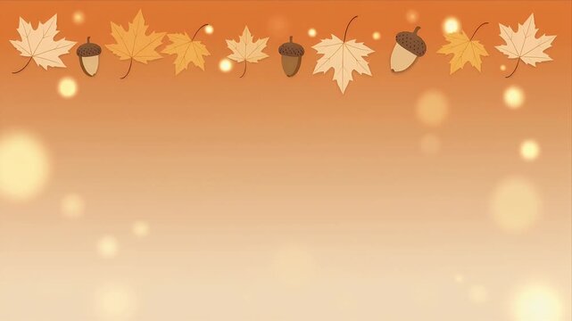 Autumn Leaves Hanging on String with Soft Bokeh Background in Warm Tones