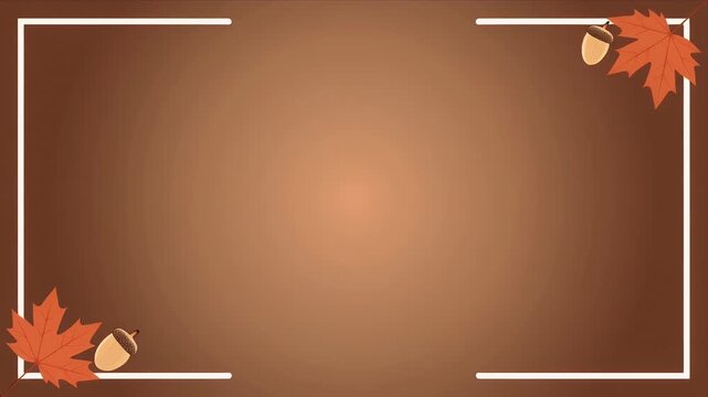 Autumn Leaves Falling on Brown Minimalist Background with White Border Frame