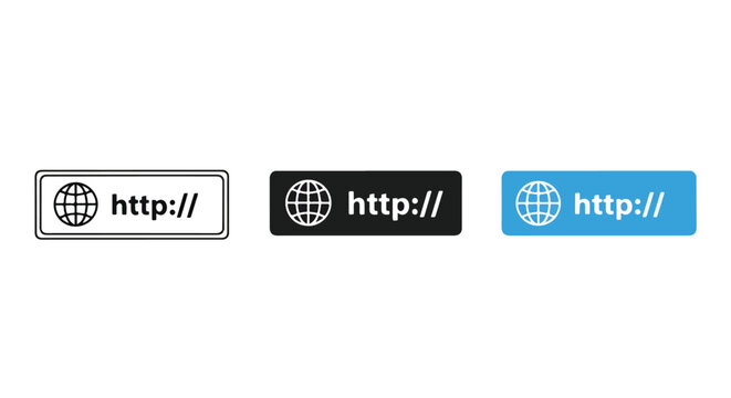 web url icons globe minimalist set - Solid vector icons  - Clipart, sticker - icon set