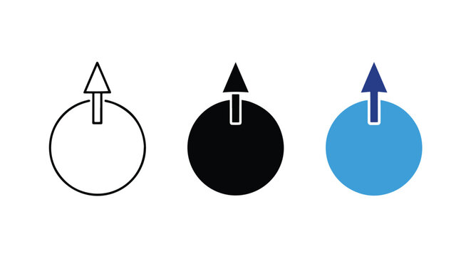 three power buttons minimal icon set - logo icons vector set. Blue, Black and white icons