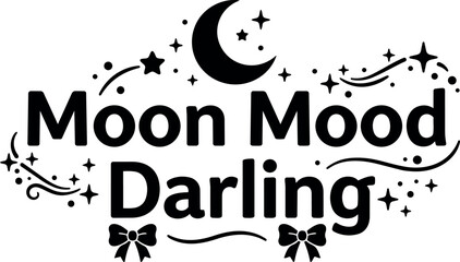 Fototapeta premium Moon mood darling crescent moon with stars and bows vector art