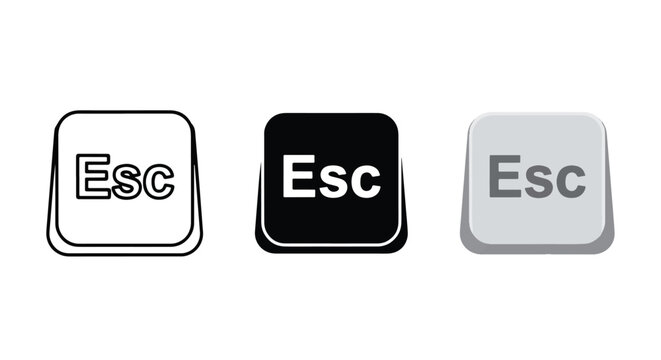 three escape key icons minimal design set - Editable line icons. Vector illustration - Glyph and solid icon set - Icon vector