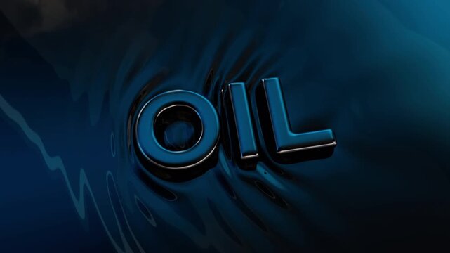 Oil wave text on liquid price increase 3D text, beautiful bright word 3D animation