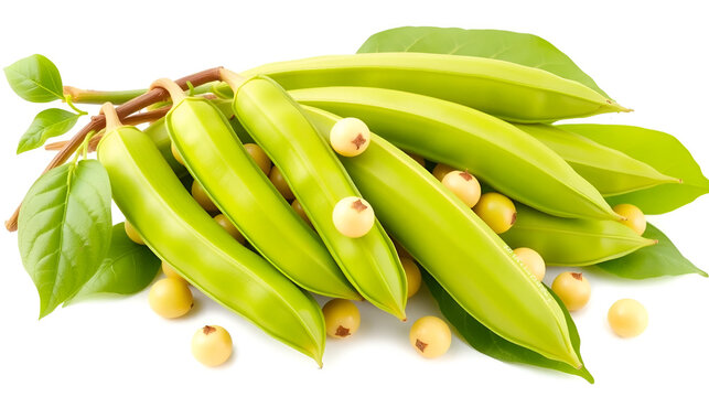 Fresh soybean vector.  Isolated on white background.