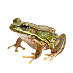 Obraz premium Frog sits on a smooth surface during daytime, showing bright colors and distinct patterns on its skin while looking around curiously
