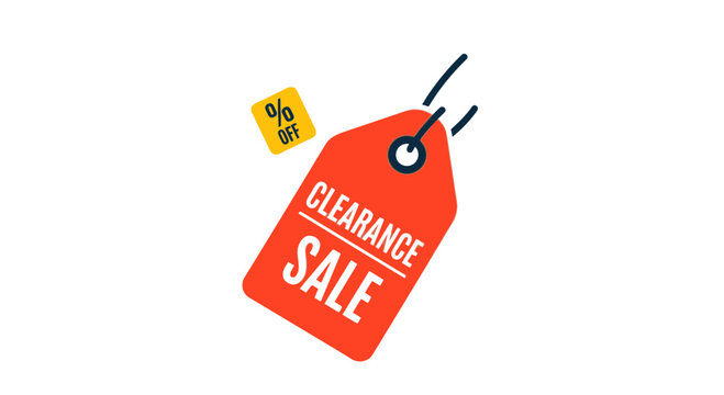Red clearance sale discount tag.