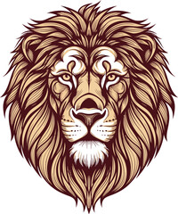 Obraz premium Majestic Lion Head Illustration with Detailed Mane.