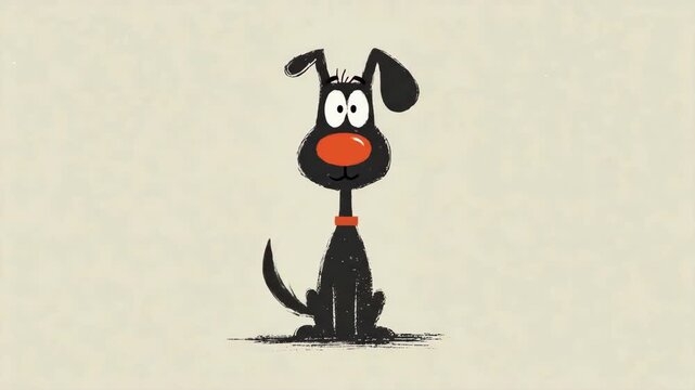 Animated cartoon dog tilting head in sequence. Curious pet expressions from surprise to interest. Fun illustration concept for animal graphics and digital animations