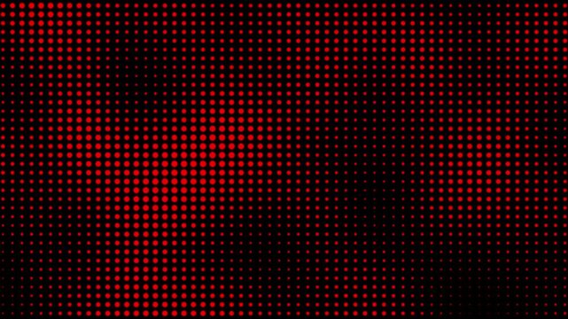 Dynamic Red Halftone Dots Pattern on Black Background with Motion Graphics