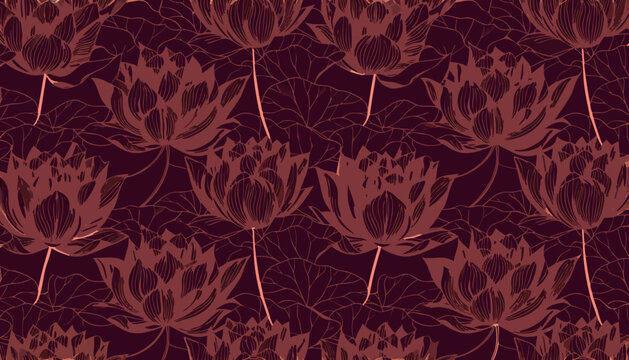 Gemini said

Vintage red damask seamless floral pattern featuring abstract flower swirls and nature leaf ornaments for a decorative vector wallpaper background