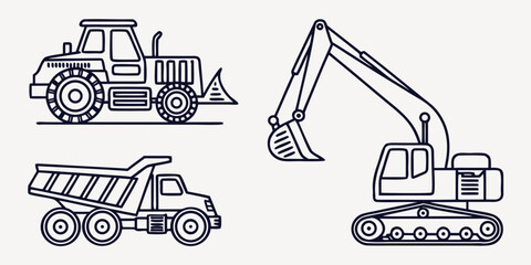 Construction vehicles including a bulldozer dump truck and excavator © jaman